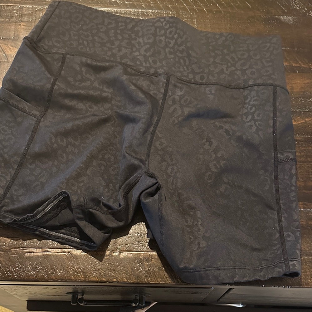 High-Rise Black Leopard-Print Bike Shorts for Women